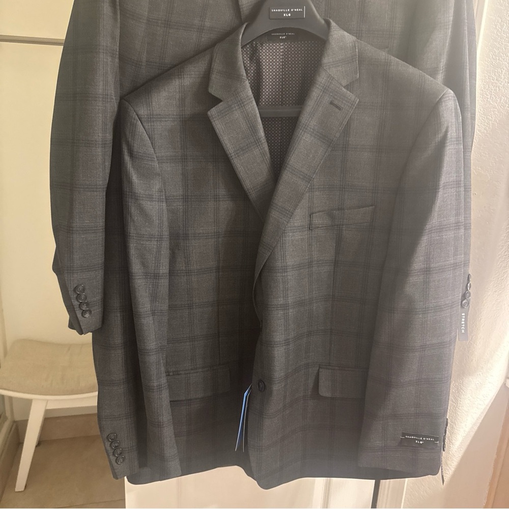 NWT SHAQUILLE O'NEAL Mens Gray BIG & TALL Sport Coat Blazer Jacket 54 Reg $300